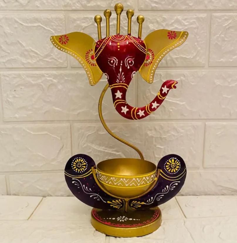 Metal Ganesha Tealight Candle Holder – Intricately Handcrafted