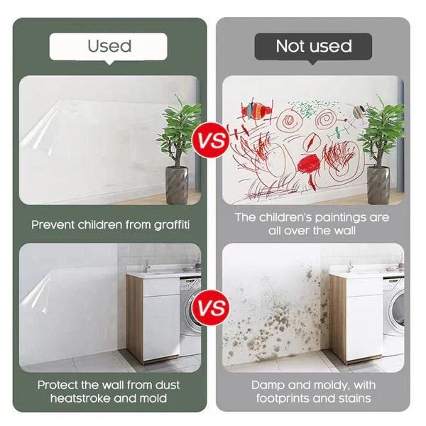 Transparent Wall Protection Film (Pack of 2) – Self-Adhesive Electrostatic PP Sheet, Anti-Dirt & Waterproof (40x100 cm)