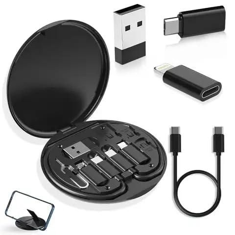 Set of electronic accessories including USB devices and a cable on a white background