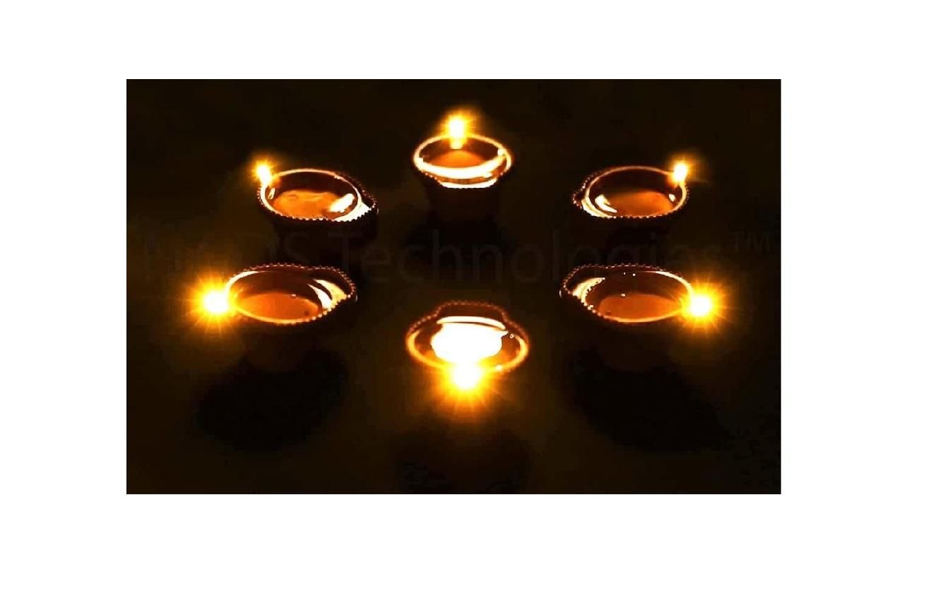 LED Water Sensor Diyas with Ambient Lights (Pack of 6/12/18/24) | Plastic LED Diyas for Pooja, Home Temple, Diwali & Festive Decoration | Automatic ON with Water