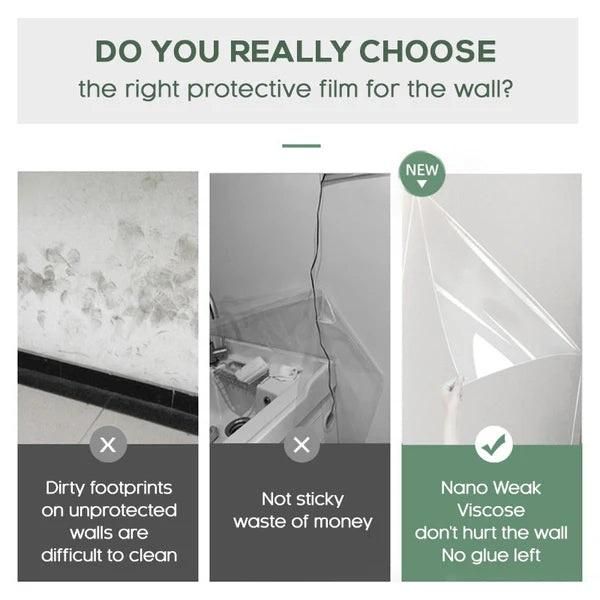 Transparent Wall Protection Film (Pack of 2) – Self-Adhesive Electrostatic PP Sheet, Anti-Dirt & Waterproof (40x100 cm)