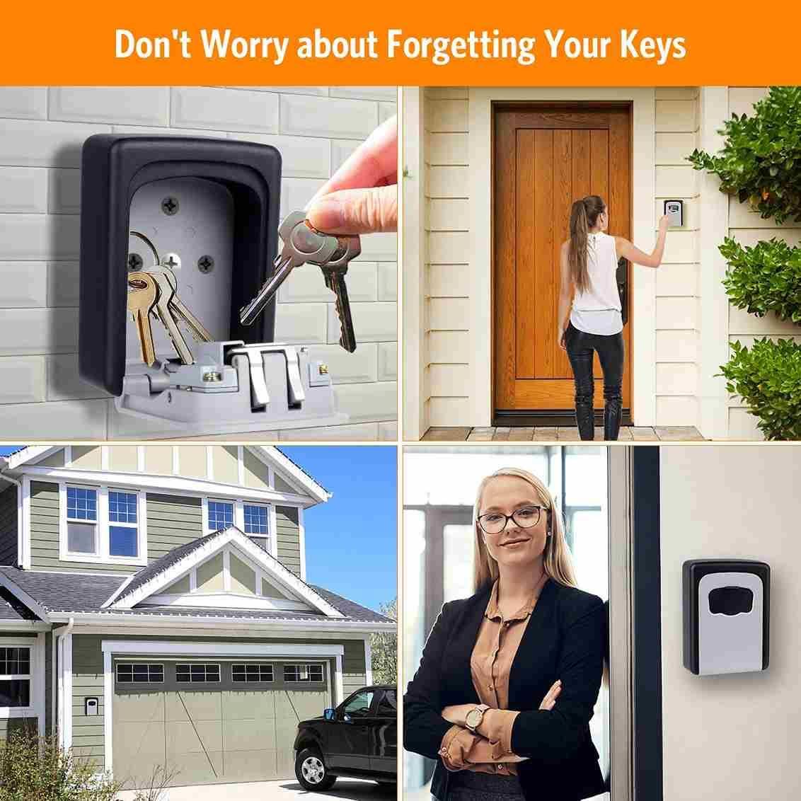 Security Key Lock Box – 4 Digit Outdoor Wall Mount Key Safe