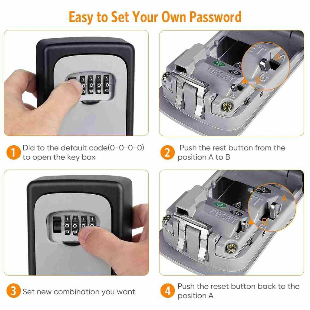 Security Key Lock Box – 4 Digit Outdoor Wall Mount Key Safe