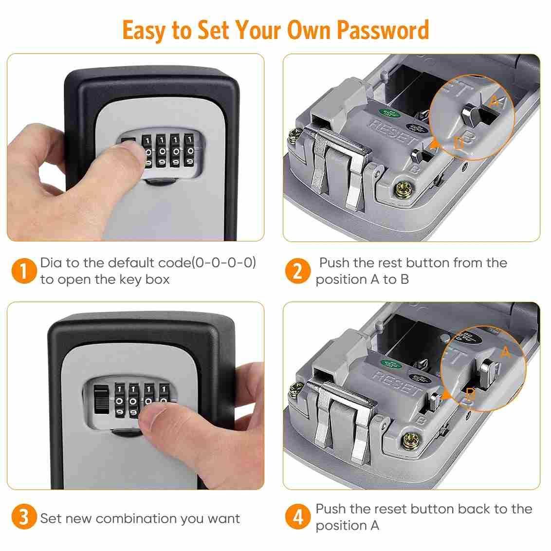 Security Key Lock Box – 4 Digit Outdoor Wall Mount Key Safe