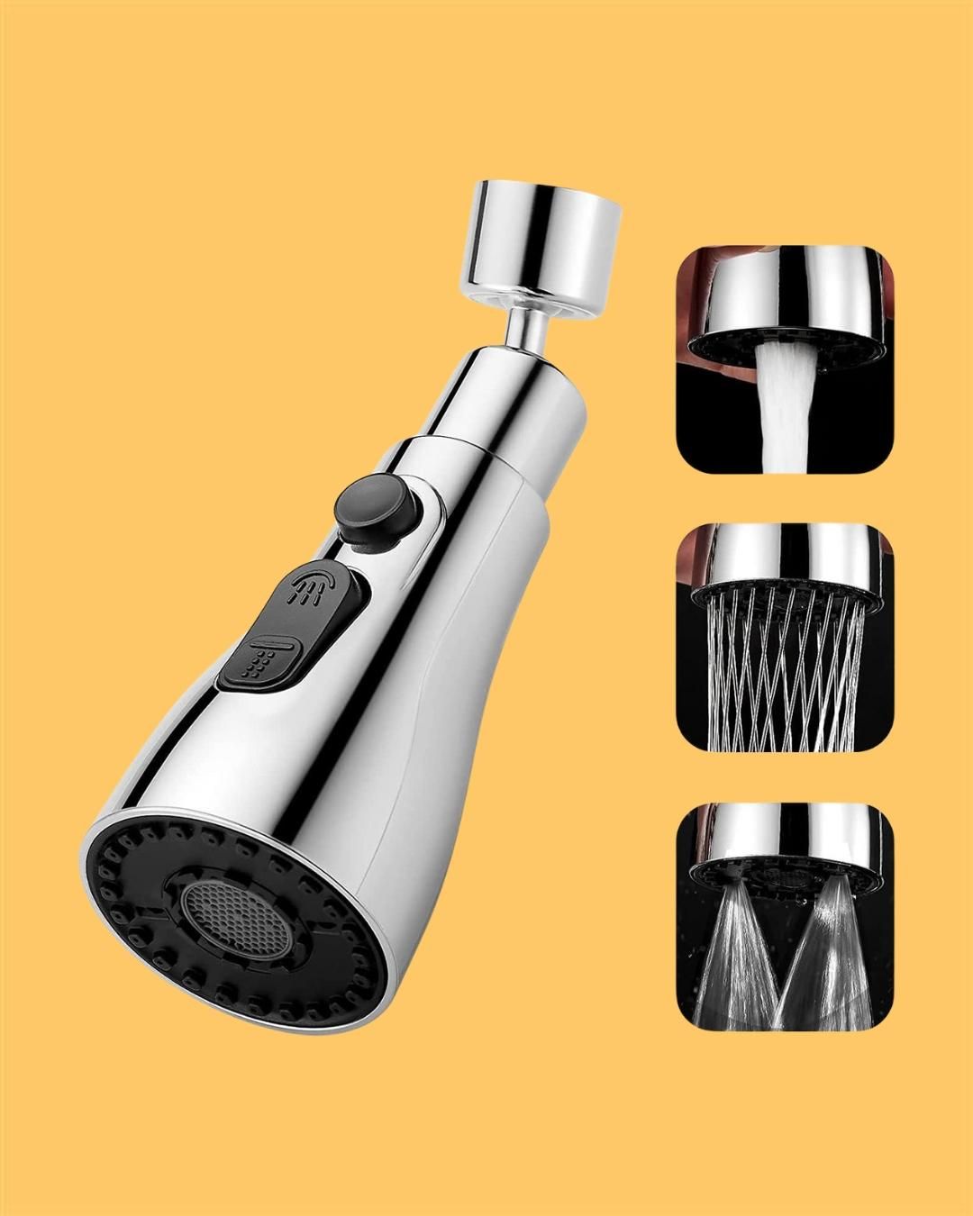 3 Modes Kitchen Sink Faucet – Stainless Steel Tap with Aerate & Shower Spray, Upright Handle, Chrome Finish