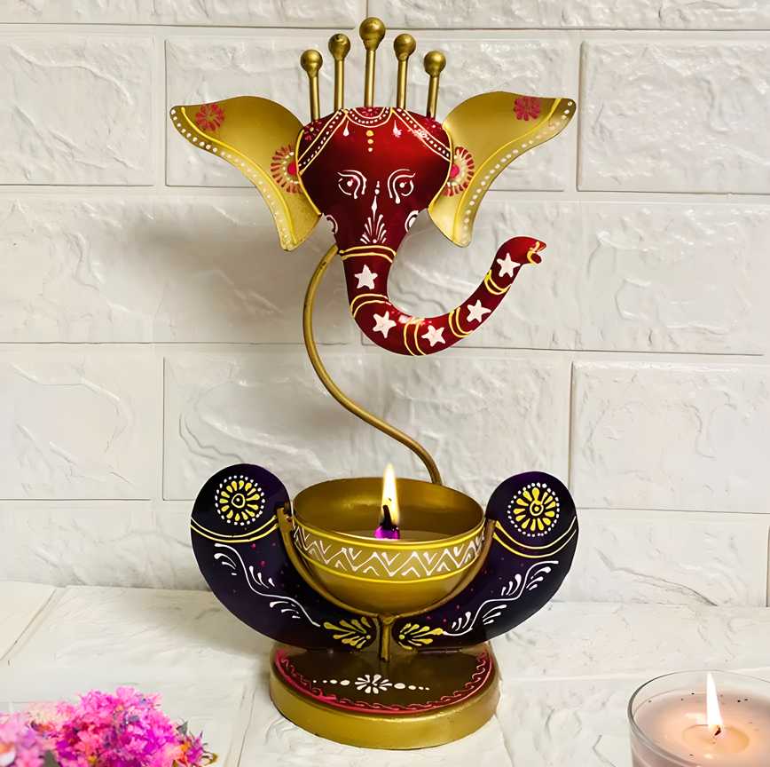 Metal Ganesha Tealight Candle Holder – Intricately Handcrafted
